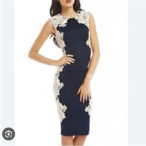 AX PARIS Navy Blue Dress with Side Crochet Overlay